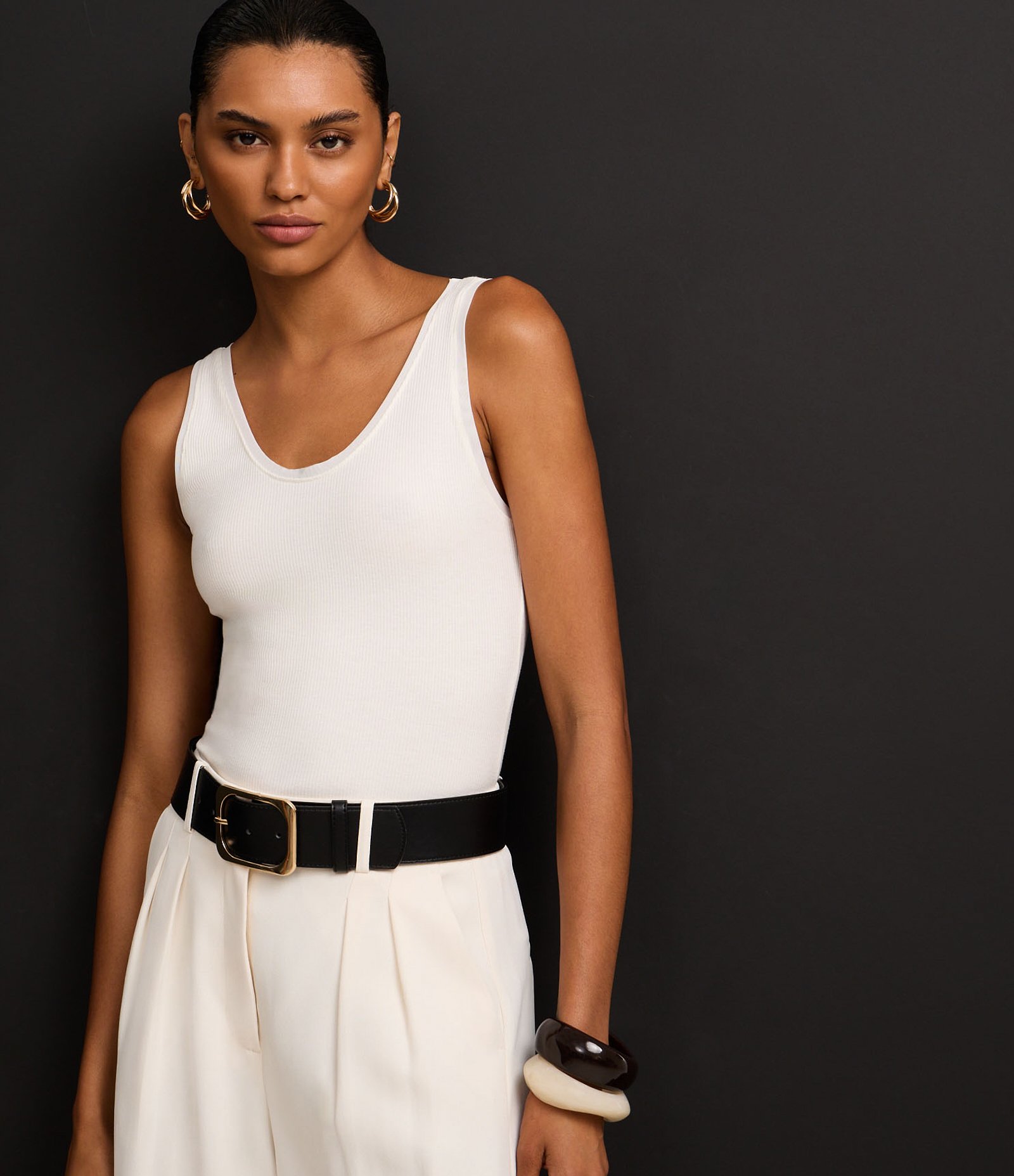 Regata em Ribana com Viés Contrastante Branco 7