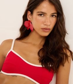 Biquíni Top Camisetinha Texturizado com Viés Contrastante