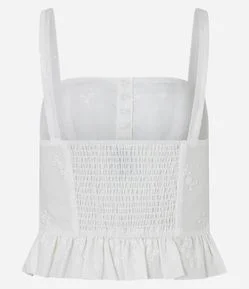 Blusa Corset em Laise com Bordado de Flores