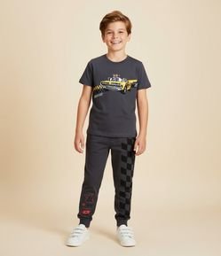 Camiseta Infantil com Estampa Hot Wheels - Tam 4 a 12 Anos