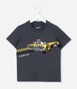 Camiseta Infantil com Estampa Hot Wheels - Tam 4 a 12 Anos