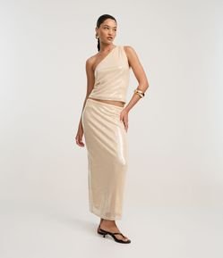 Saia Longa com Paetê Transparente e Ponto Vazado