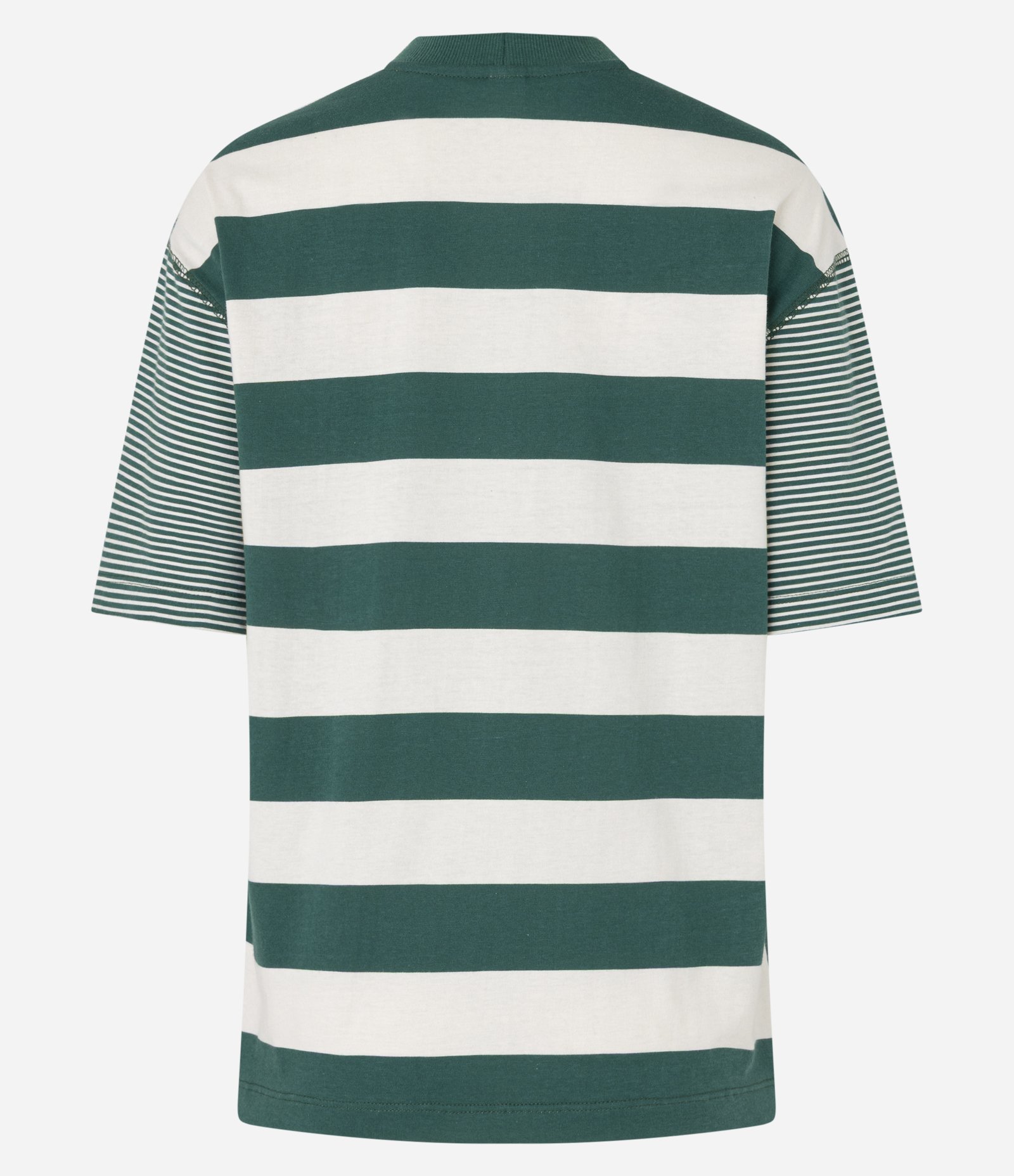 Camiseta T-Shirt Listrada em Algodão com Costura Aparente Bicolor 6