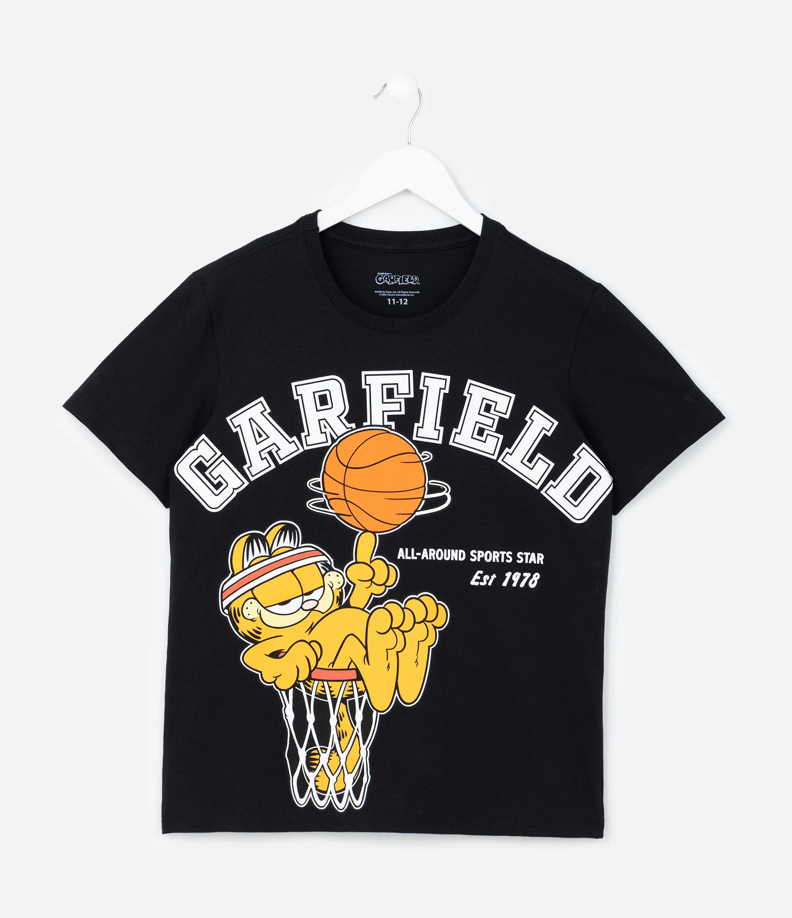 Camiseta Infantil College Basquete com Estampa Garfield - Tam 5 a 14 Anos Preto 2