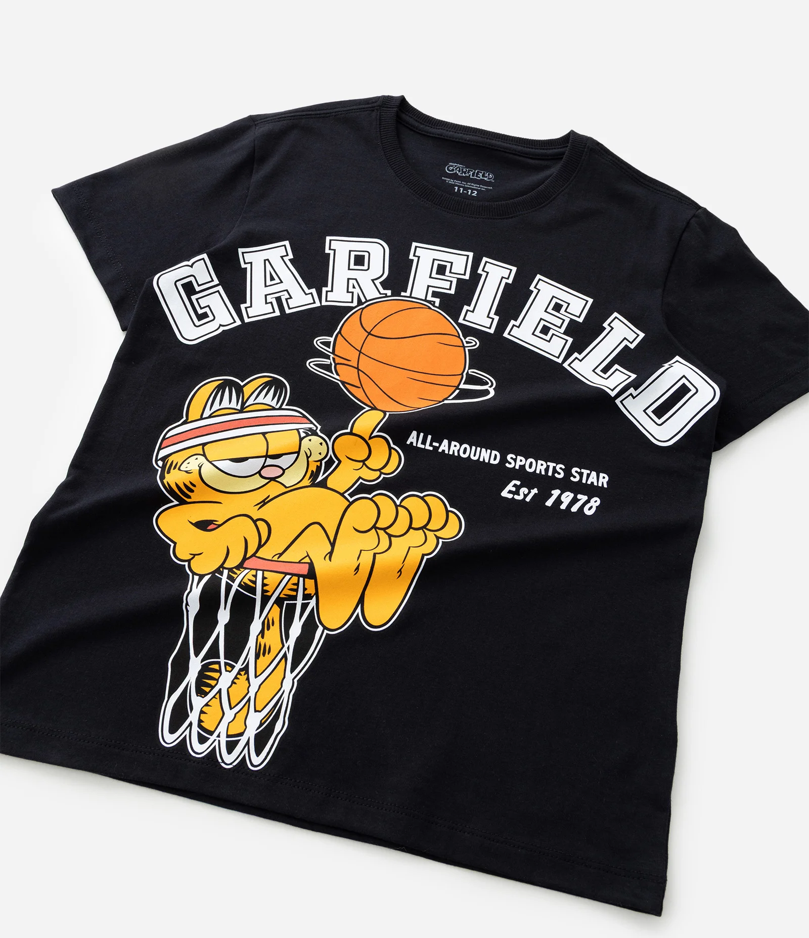 Camiseta Infantil College Basquete com Estampa Garfield - Tam 5 a 14 Anos Preto 6