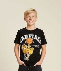 Camiseta Infantil College Basquete com Estampa Garfield - Tam 5 a 14 Anos