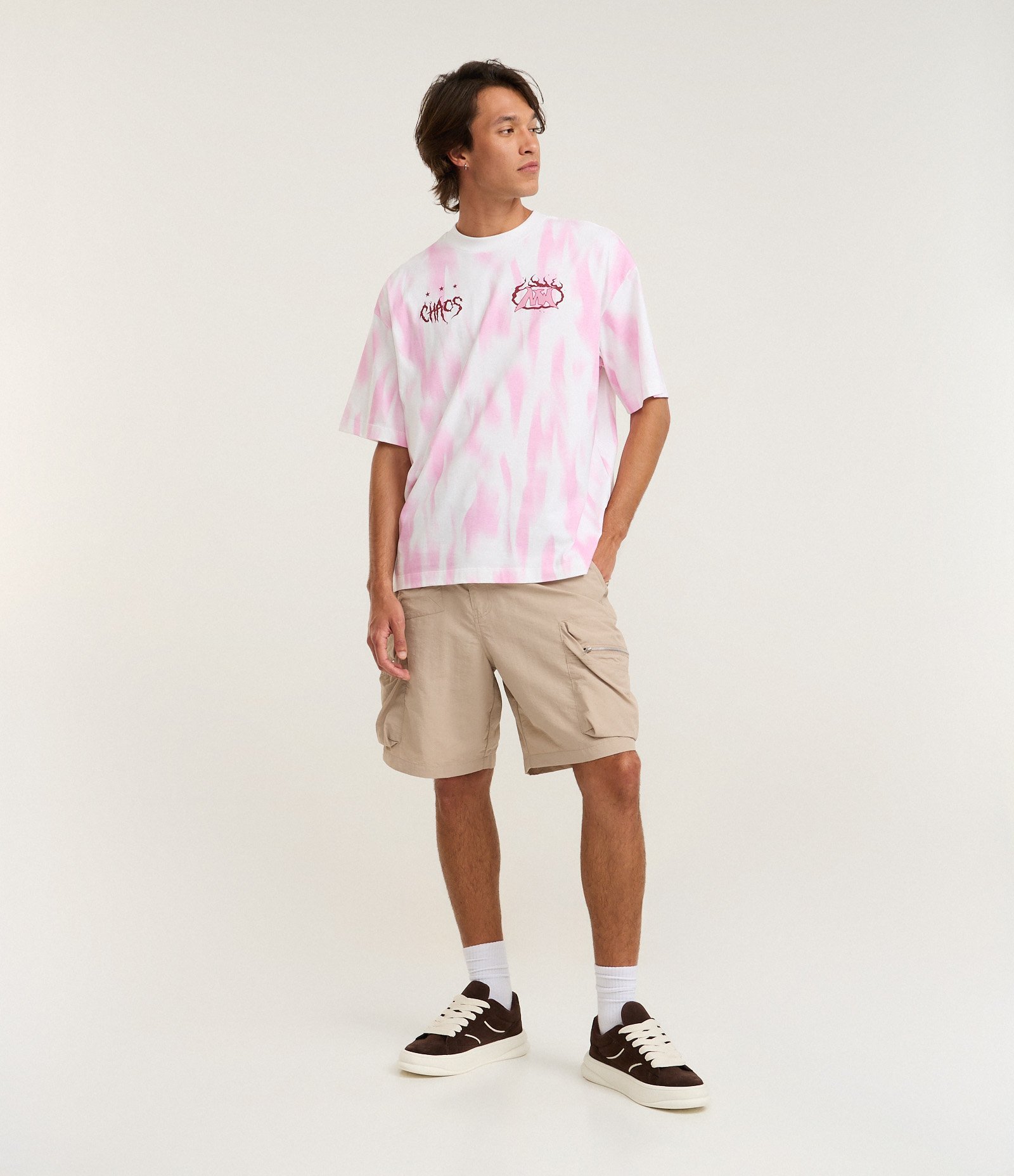 Bermuda Cargo Tecnológico com Cós Elástico e Cinto Ajustável Bege 1