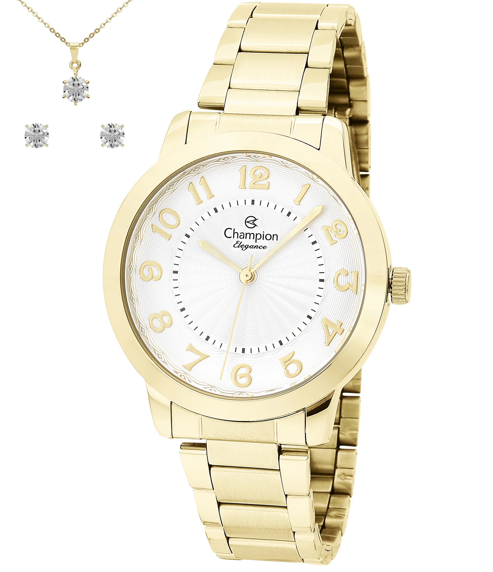 Kit Relógio Analógico Feminino Champion Dourado 1