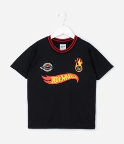 Camiseta Infantil com Estampa Frente e Costas Hot Wheels - Tam 5 a 14 Anos