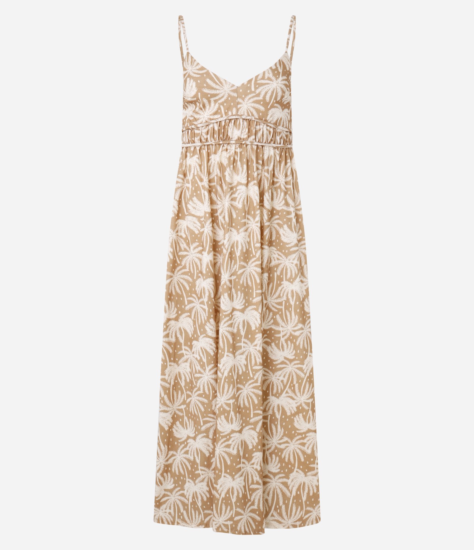 Vestido Long Midi em Microfibra com Estampa Coqueiros Bege 7