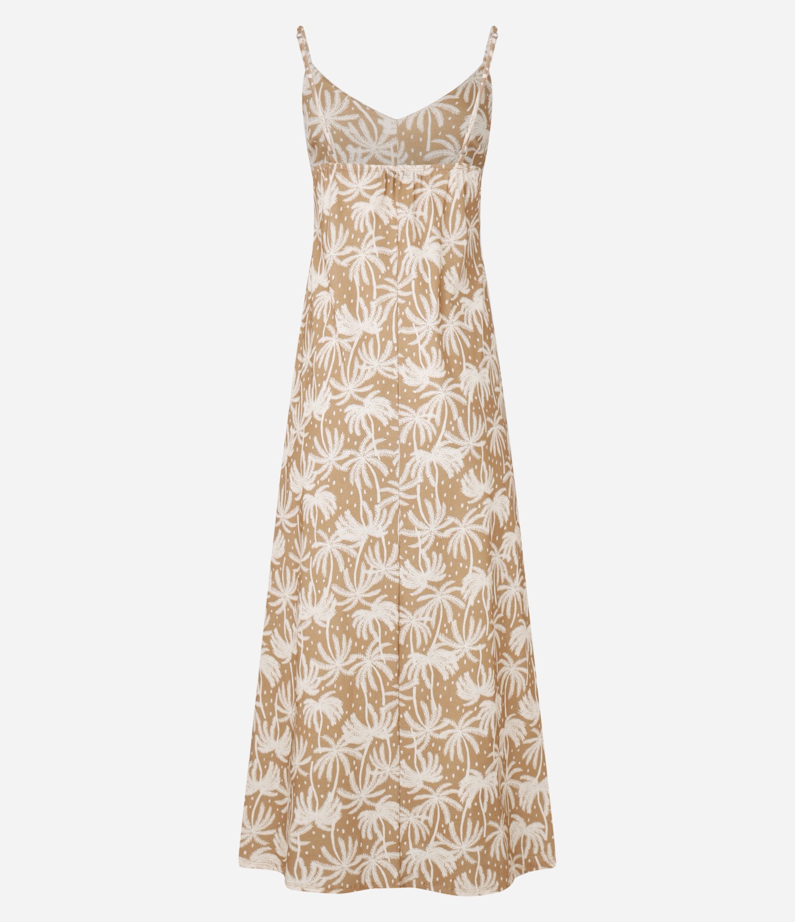 Vestido Long Midi em Microfibra com Estampa Coqueiros Bege 8
