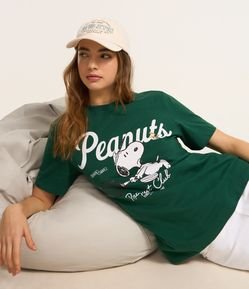 Camiseta Alongada em Algodão com Estampa Frontal Peanuts