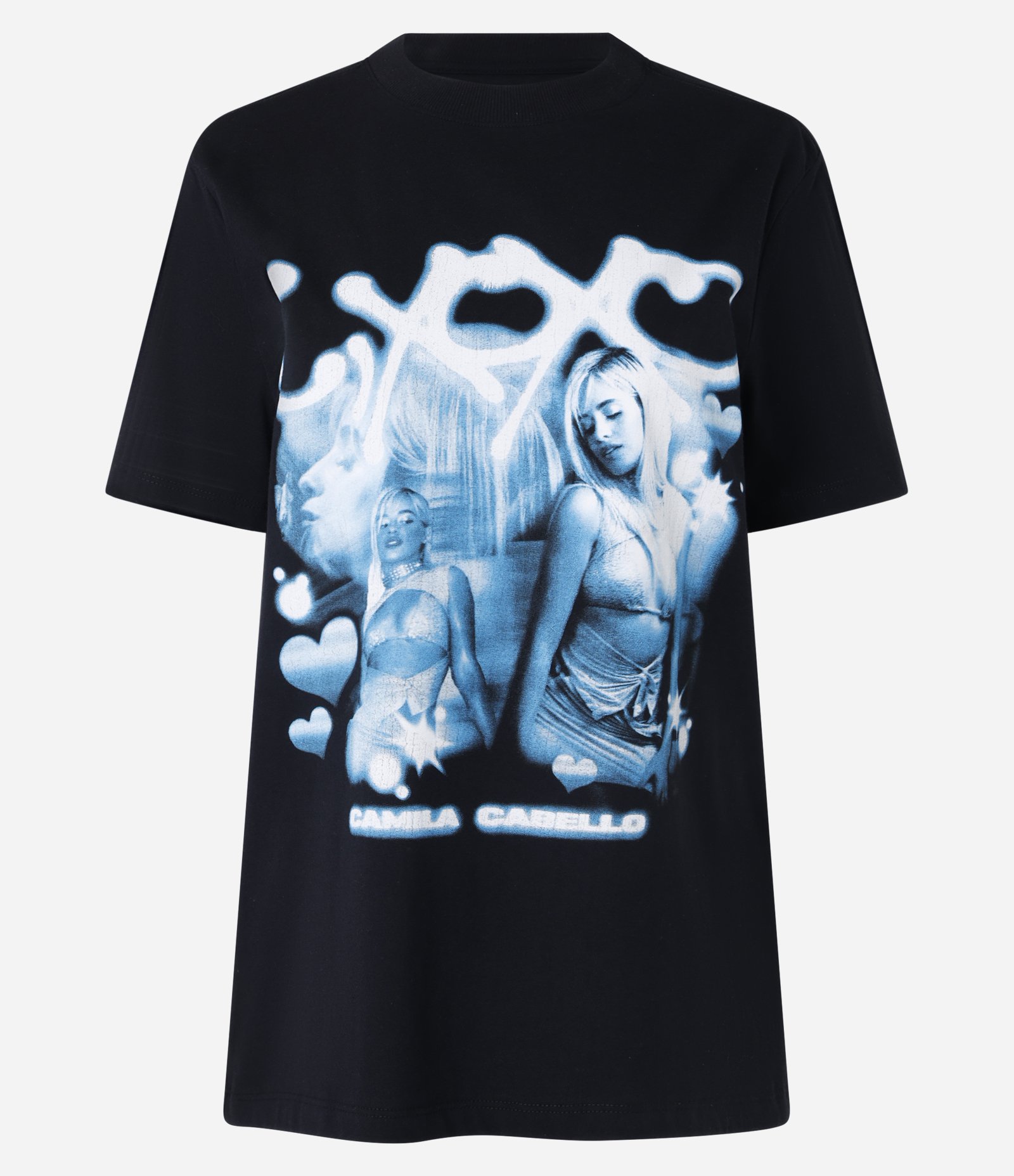 Camiseta longada em Algodão com Estampa Camila Cabello Preto 5