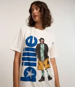 Camiseta Alongada em Algodão com Estampa Billie Eilish