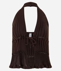 Blusa Frente Única em Tricô com Amarração