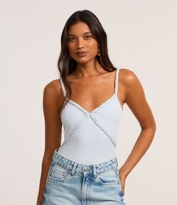 Body em Microfibra com Detalhe Trançado