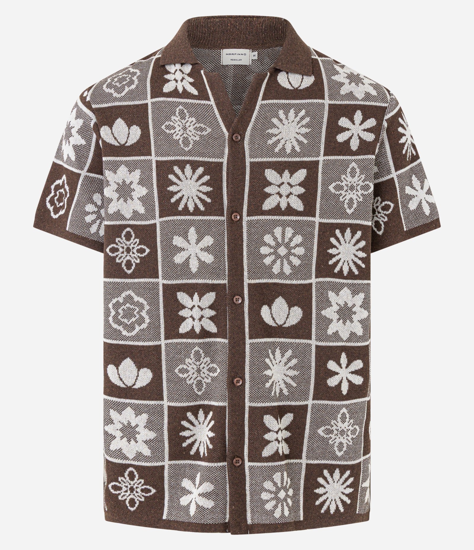 Camisa em Algodão com Estampa Quadriculada e Texturizada Marrom 5