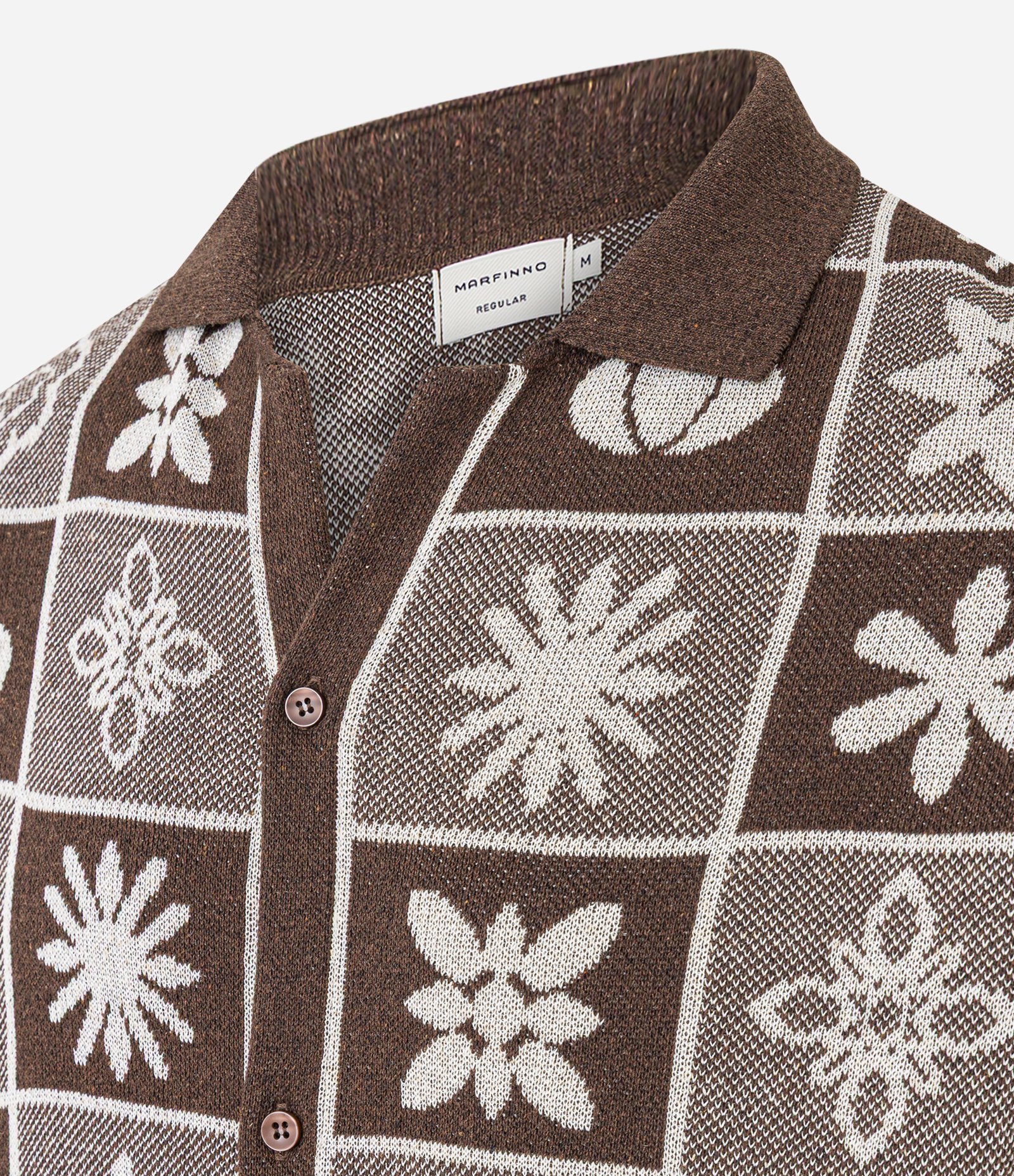 Camisa em Algodão com Estampa Quadriculada e Texturizada Marrom 6