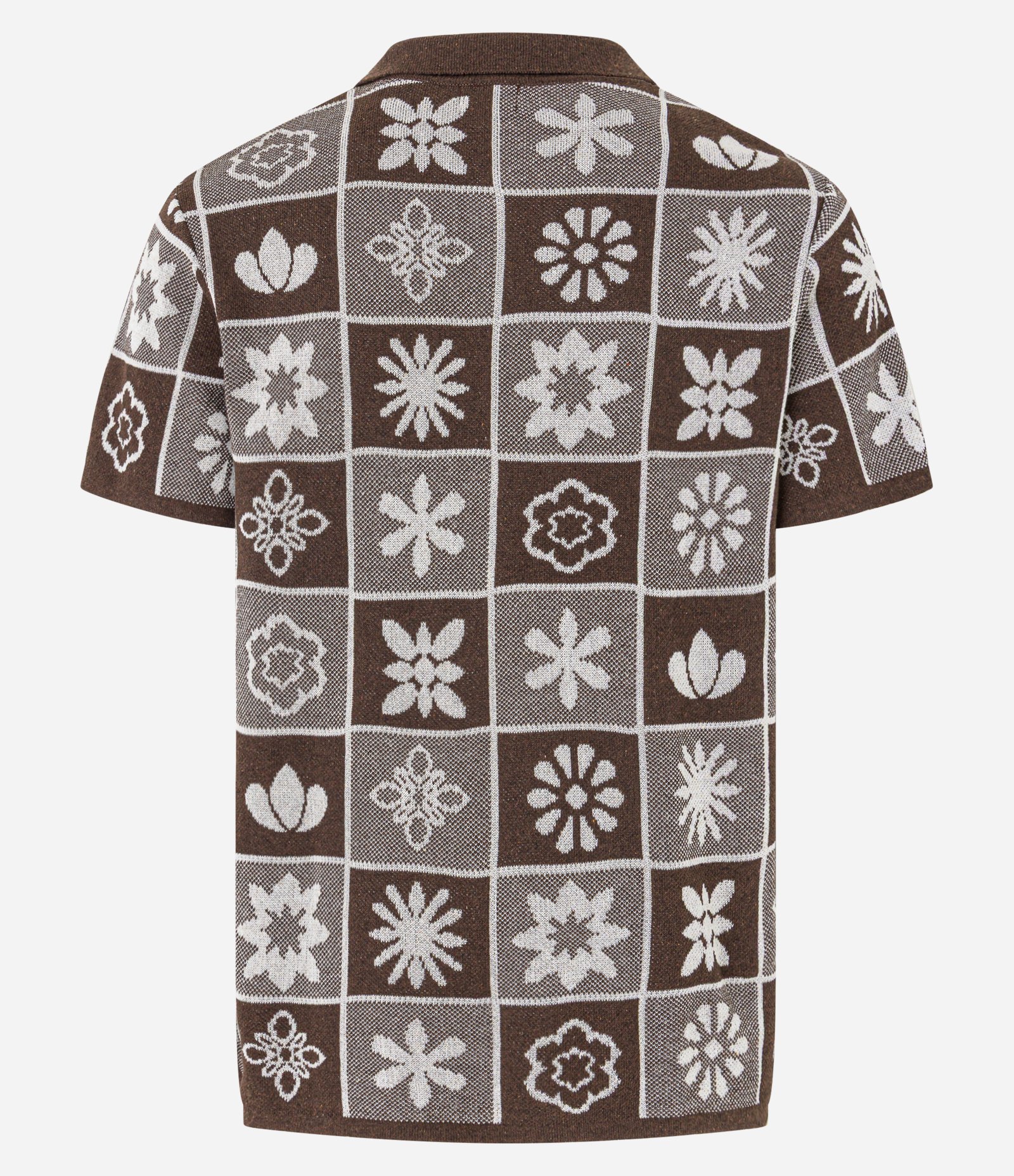 Camisa em Algodão com Estampa Quadriculada e Texturizada Marrom 7