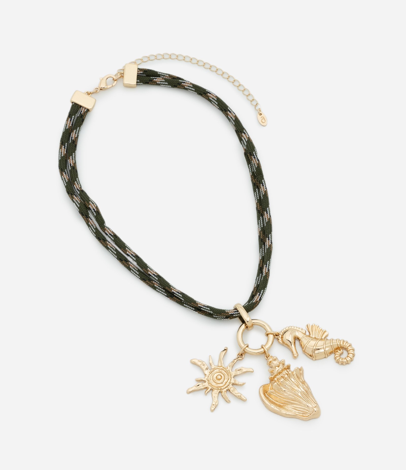 Colar Médio com Corrente de Corda com Pingentes Fundo do Mar Verde 2