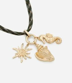 Colar Médio com Corrente de Corda com Pingentes Fundo do Mar