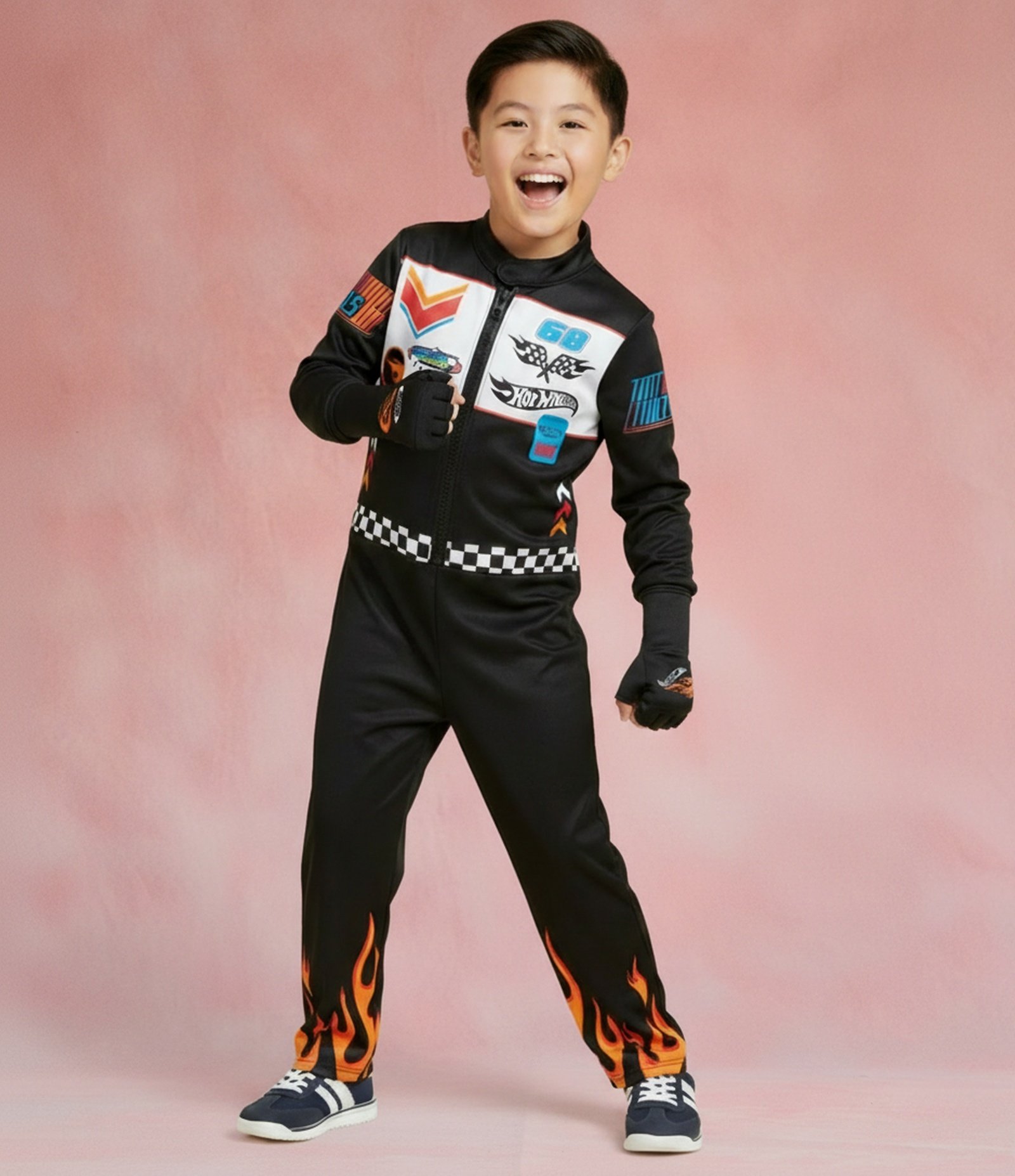 Macacão Infantil com Luvas e Estampa Hot Wheels - Tam 3 a 8 Anos Preto 1