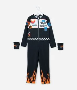 Macacão Infantil com Luvas e Estampa Hot Wheels - Tam 3 a 8 Anos