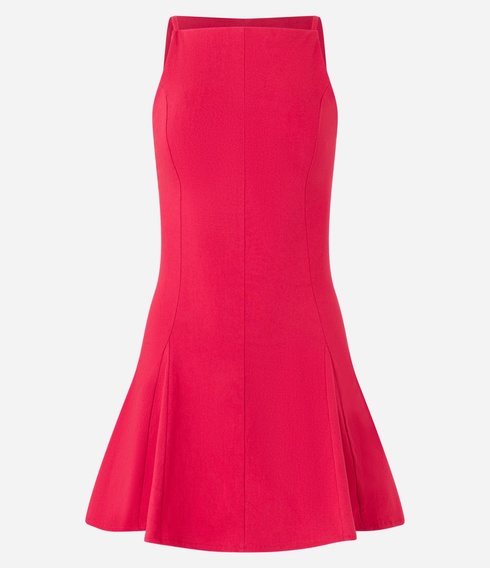 Vestido Curto Godê em Bengaline com Pregas Vermelho 6