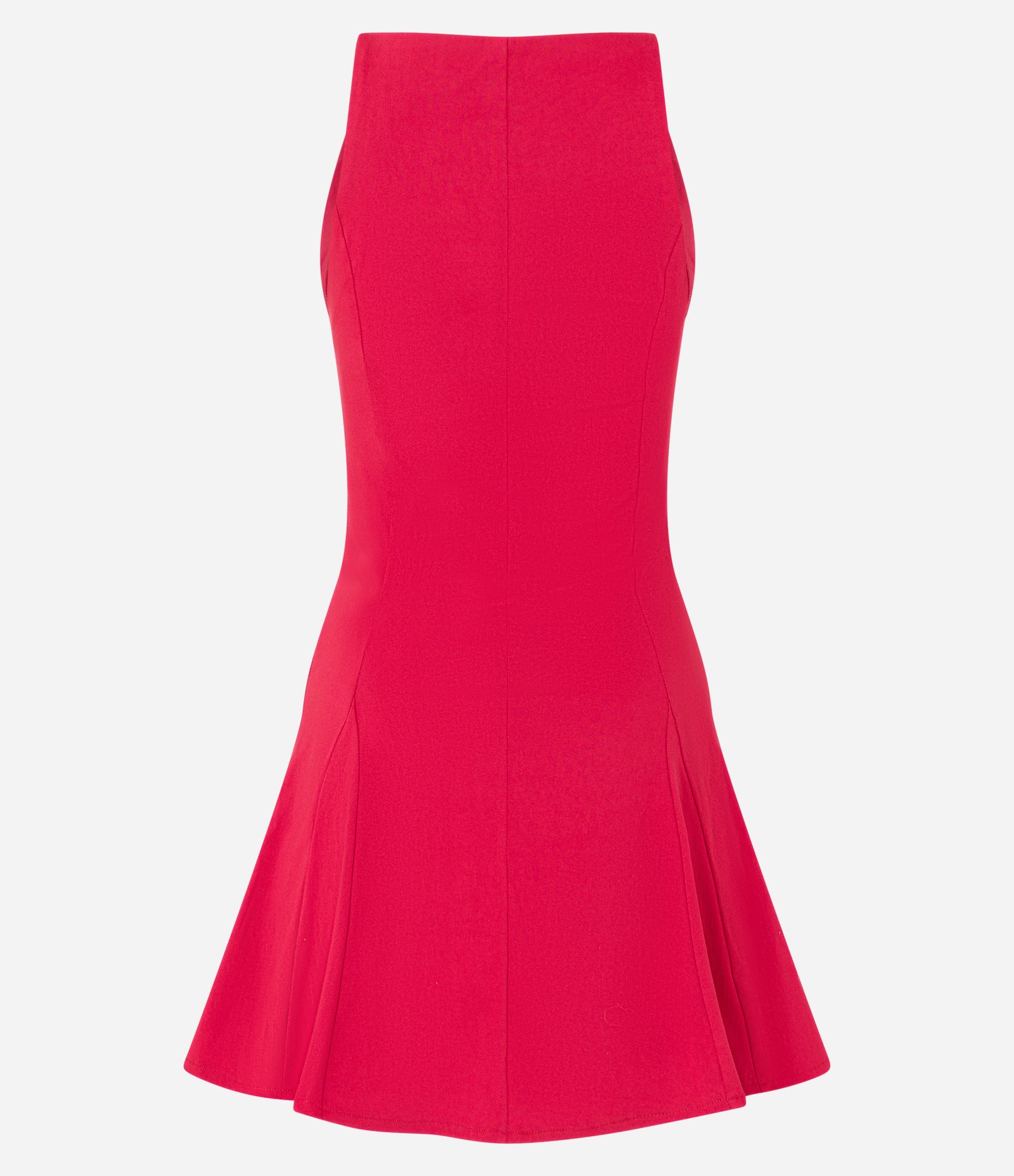 Vestido Curto Godê em Bengaline com Pregas Vermelho 7