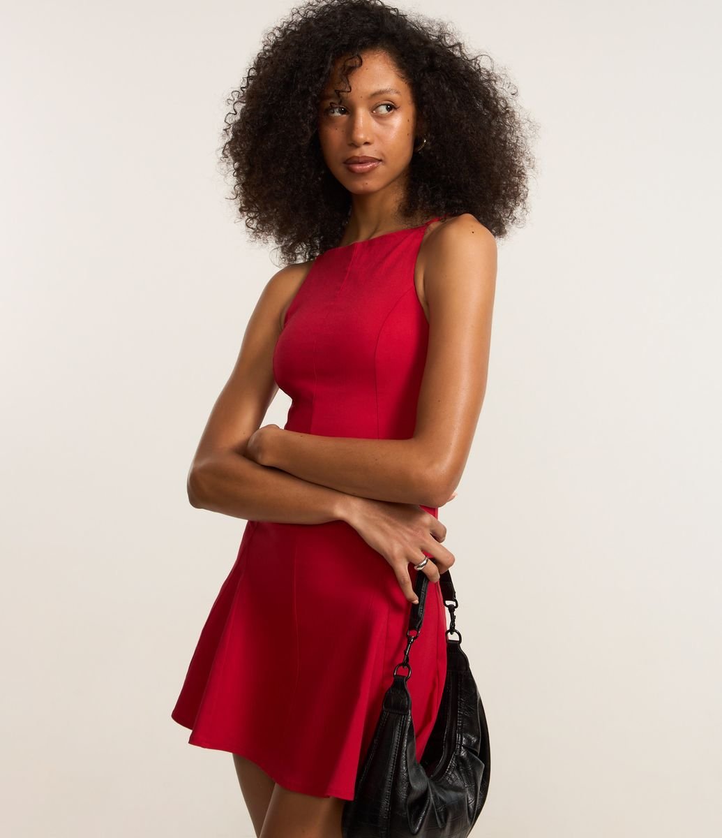 Moda Feminina Vestido Bengaline Curto Vestido Curto Godê Em