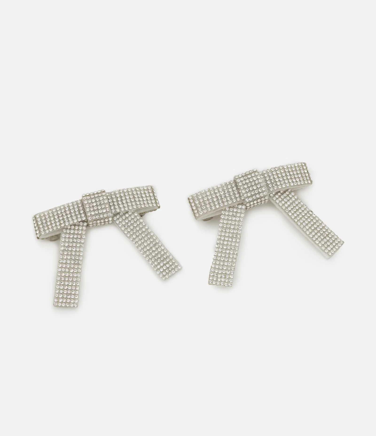 Kit 02 Presilhas de Cabelo em Strass com Forma de Laço Prata 1