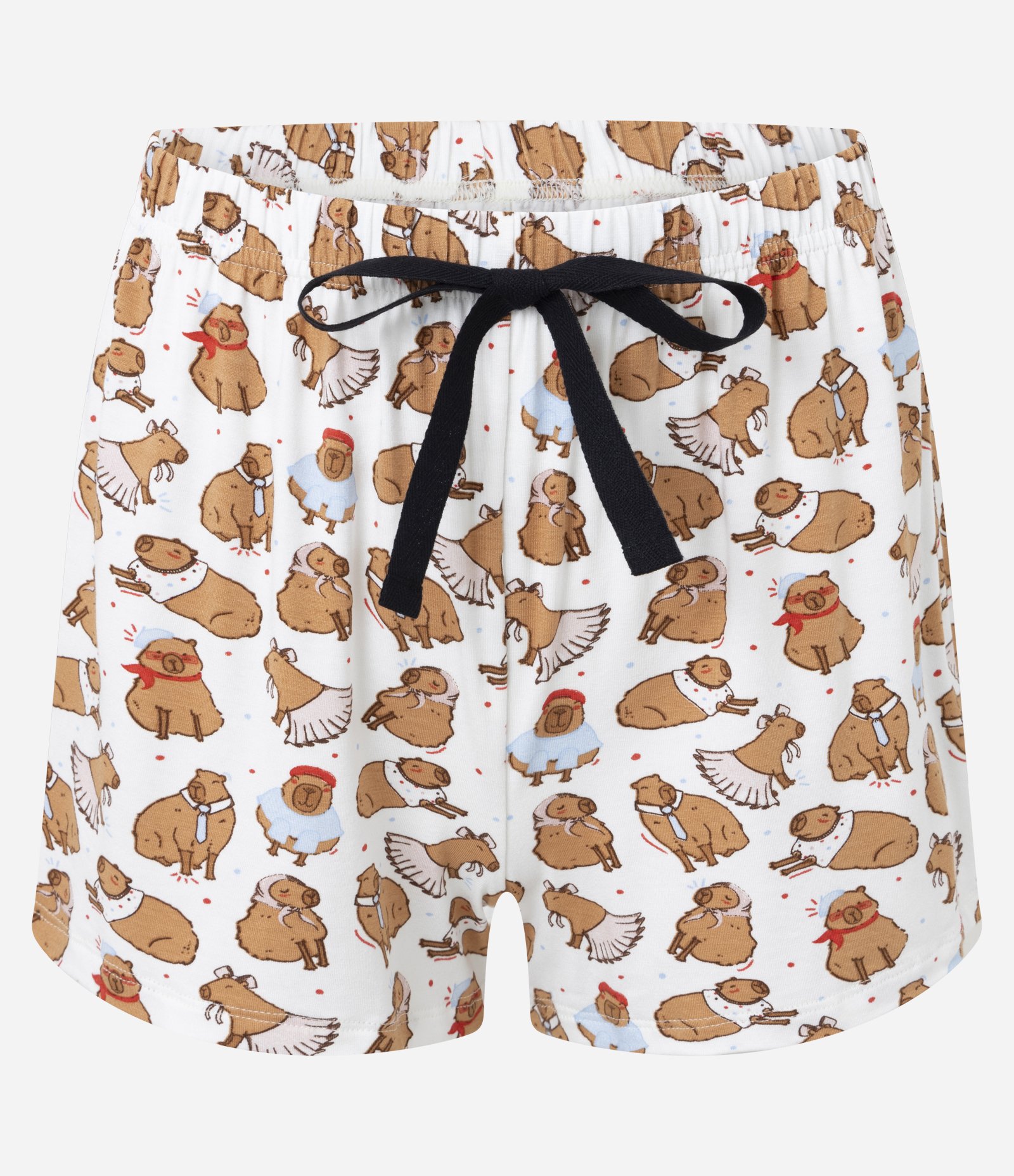 Pijama Short Doll em Viscose com Short Estampado de Capivaras Preto 8