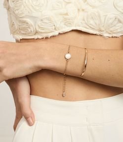 Kit 2 Braceletes em Metal Corrente com Pingente em Resina