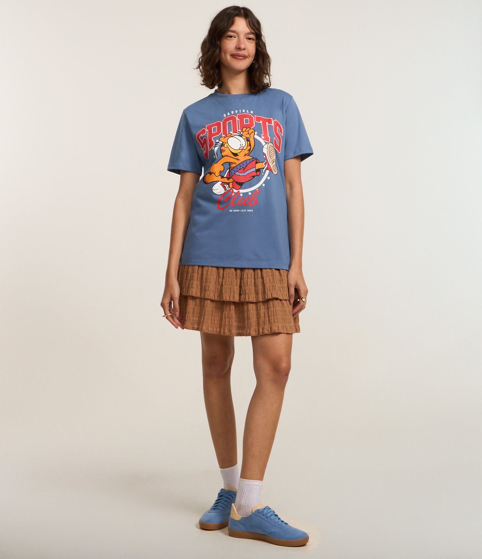 Camiseta Alongada em Algodão com Estampa Garfield Sport Club Azul 2