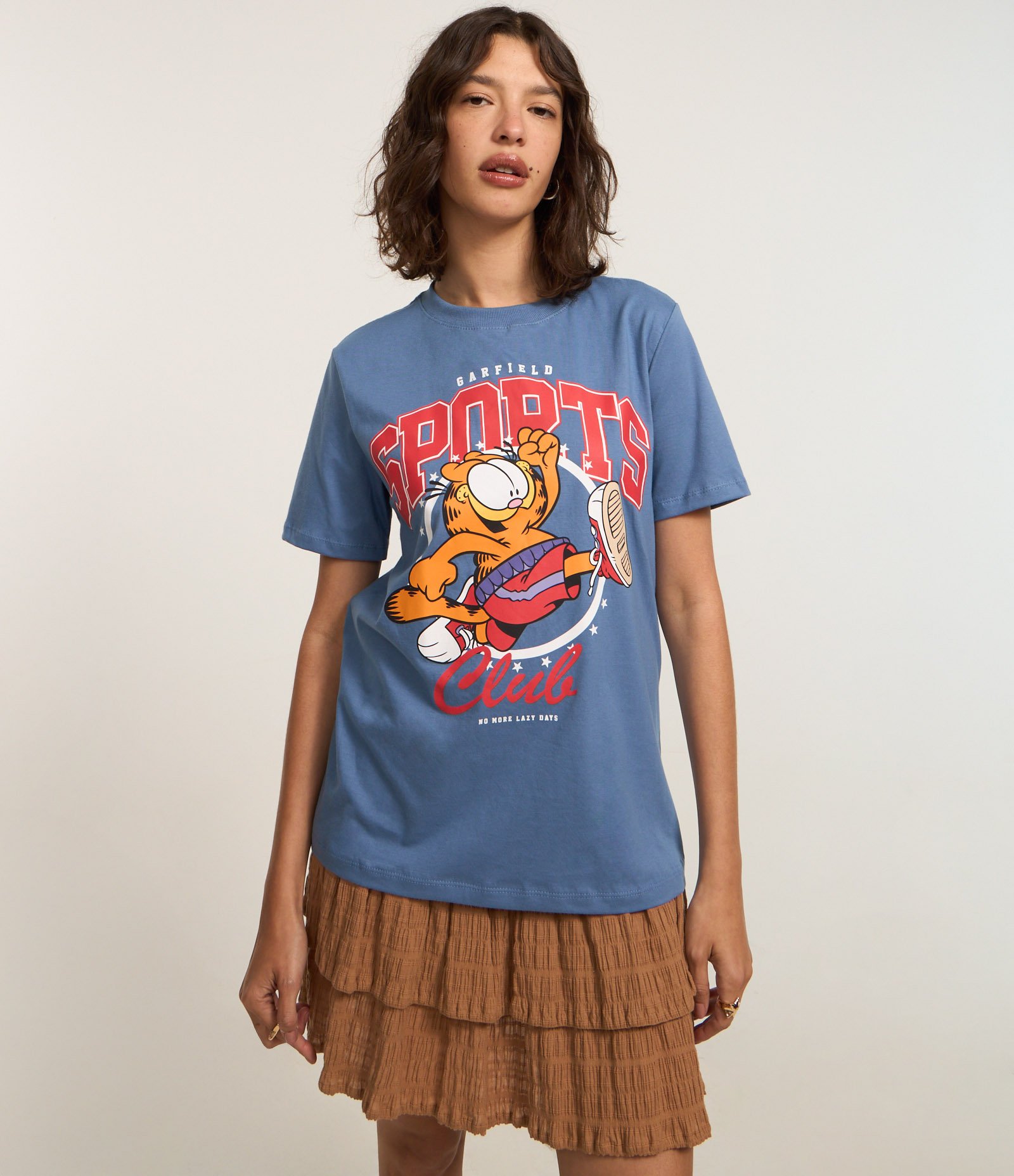 Camiseta Alongada em Algodão com Estampa Garfield Sport Club Azul 3