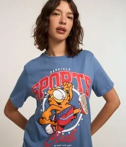 Camiseta Alongada em Algodão com Estampa Garfield Sport Club