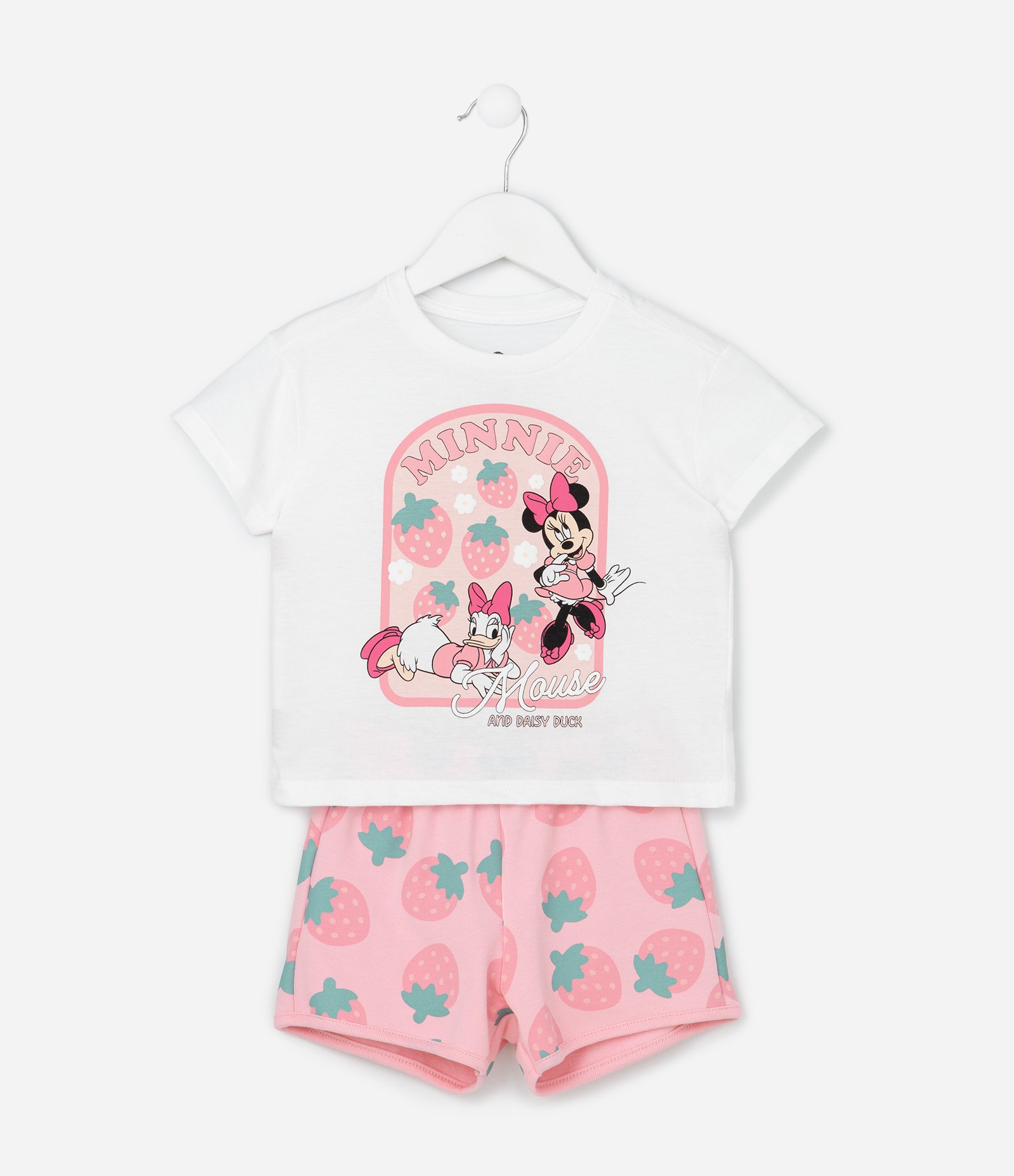 Conjunto Infantil com Estampa de Moranguinhos Minnie - Tam 1 a 6 Anos Branco 1