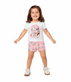 Conjunto Infantil com Estampa de Moranguinhos Minnie - Tam 1 a 6 Anos