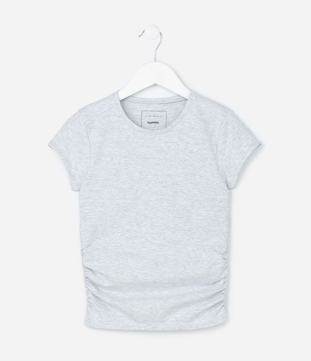 Blusa Infantil em Algodão com Drapeado Lateral - Tam 5 a 14 anos