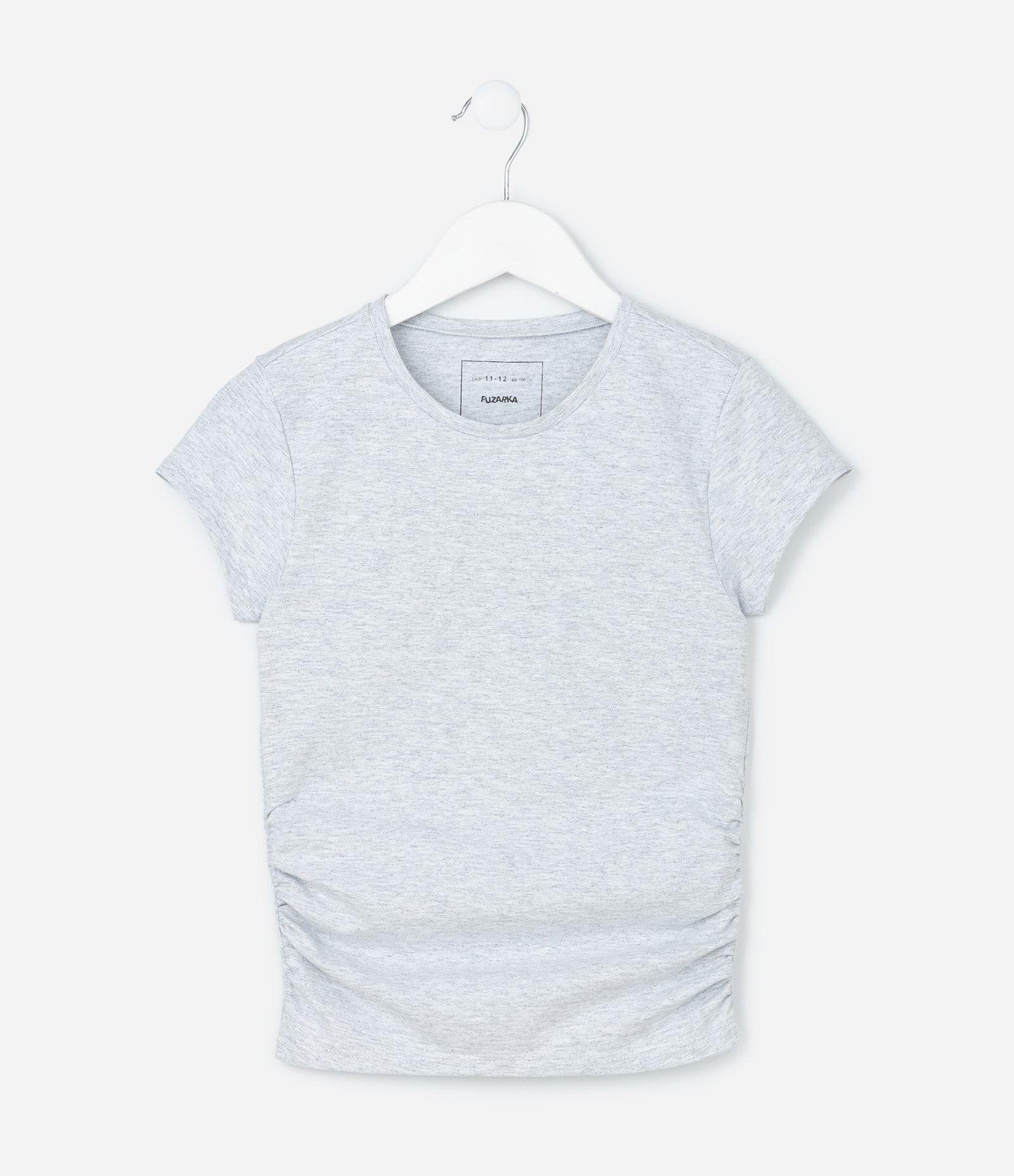 Blusa Infantil em Algodão com Drapeado Lateral - Tam 5 a 14 anos Cinza 1