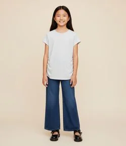 Blusa Infantil em Algodão com Drapeado Lateral - Tam 5 a 14 anos
