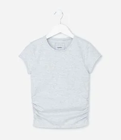 Blusa Infantil em Algodão com Drapeado Lateral - Tam 5 a 14 anos