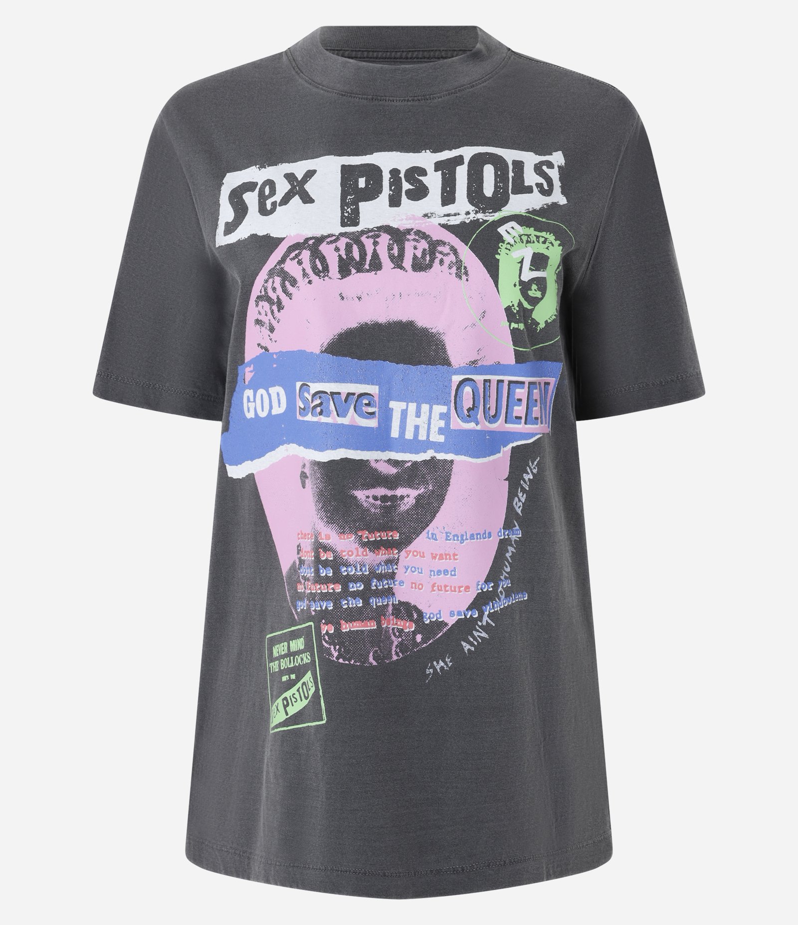 Camiseta Alongada em Algodão com Estampa Sex Pistols Cinza 4