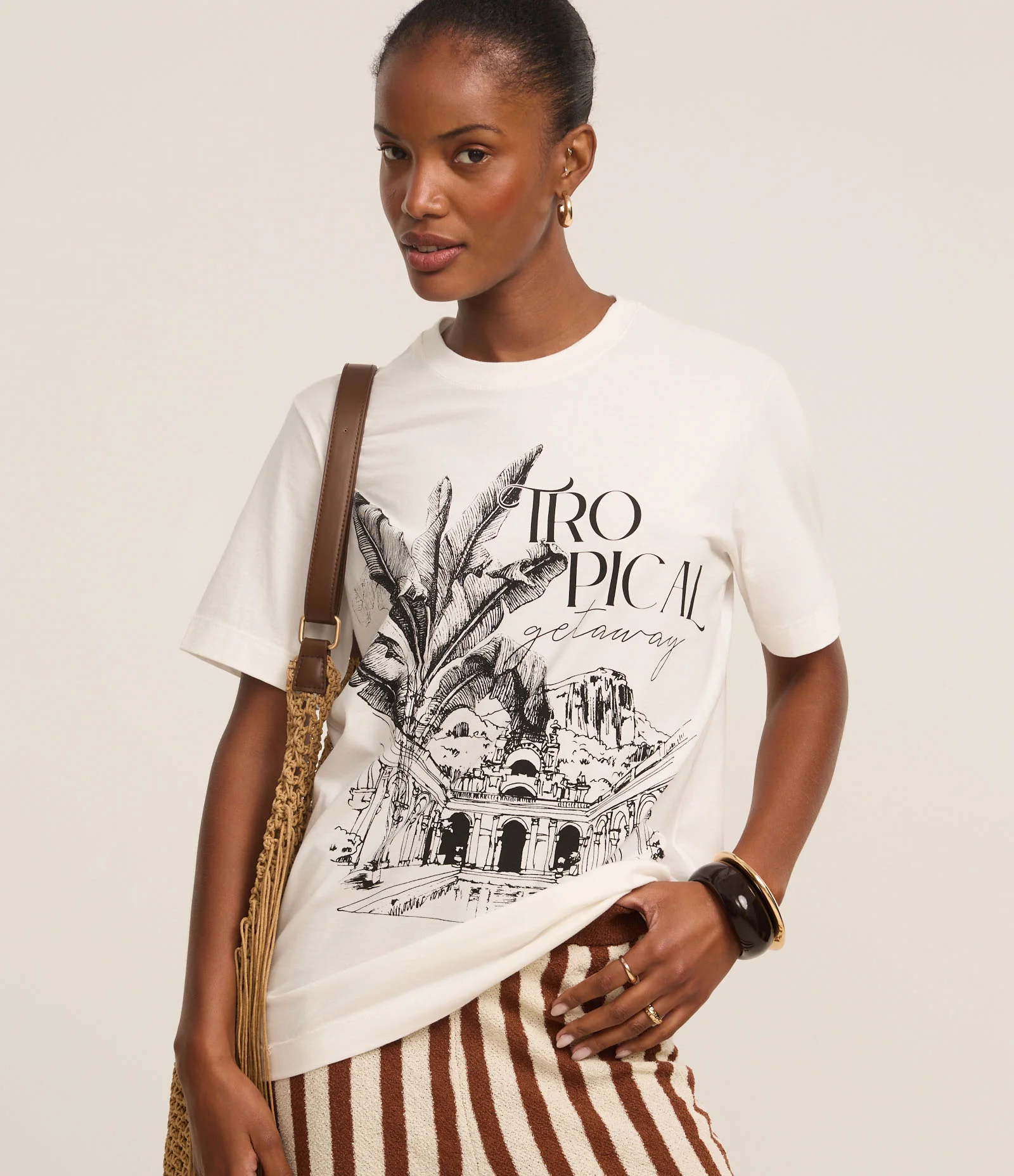 Camiseta em Algodão com Estampa Parque Lage Branco 1