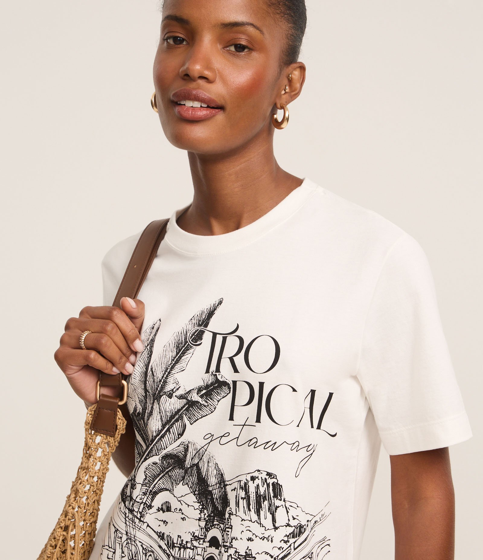 Camiseta em Algodão com Estampa Parque Lage Branco 3