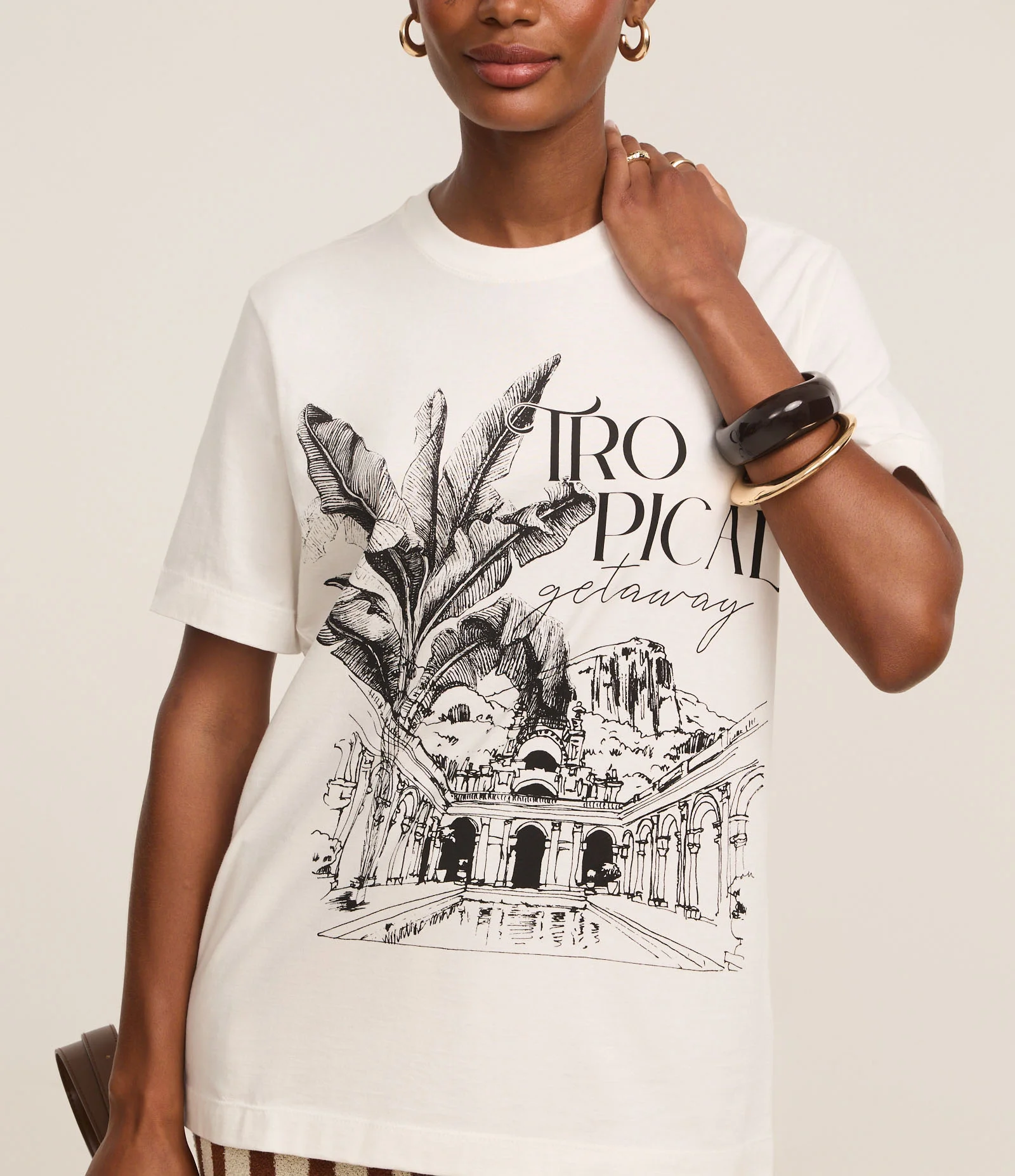 Camiseta em Algodão com Estampa Parque Lage Branco 4