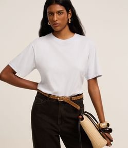 Camiseta em Algodão com Gola Redonda