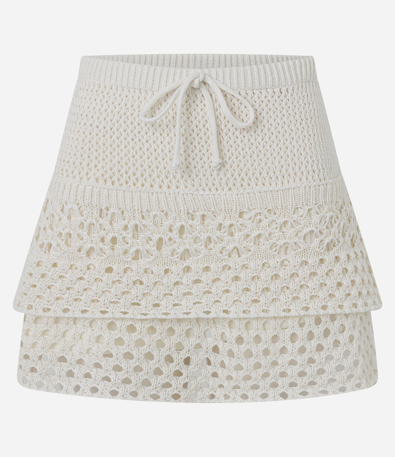 Mini Saia em Tricô com Babados Off White 6