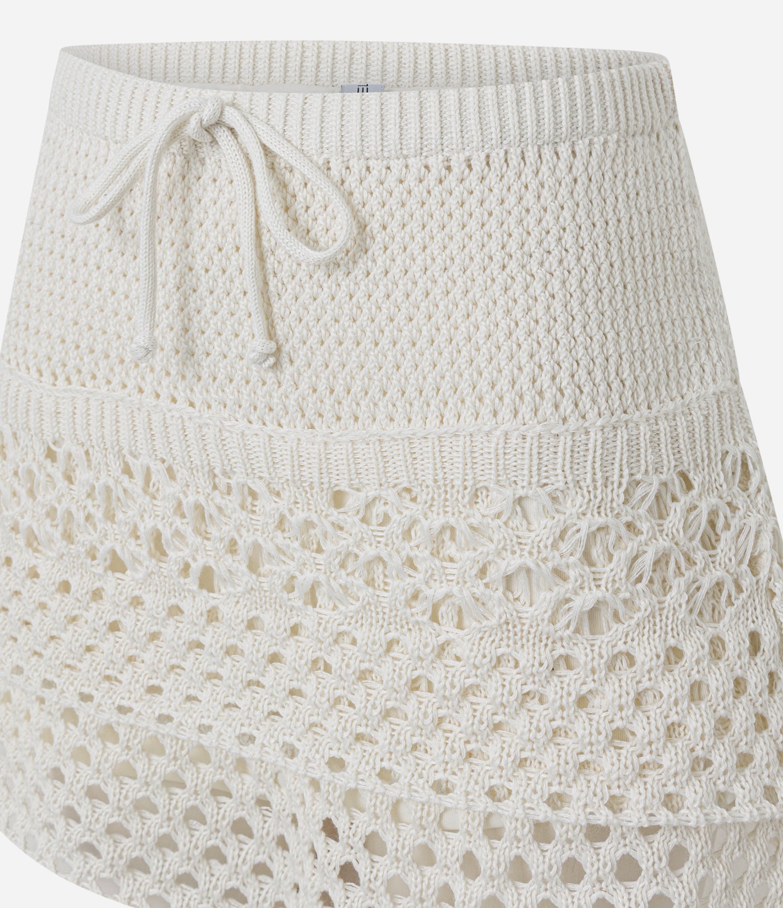 Mini Saia em Tricô com Babados Off White 7