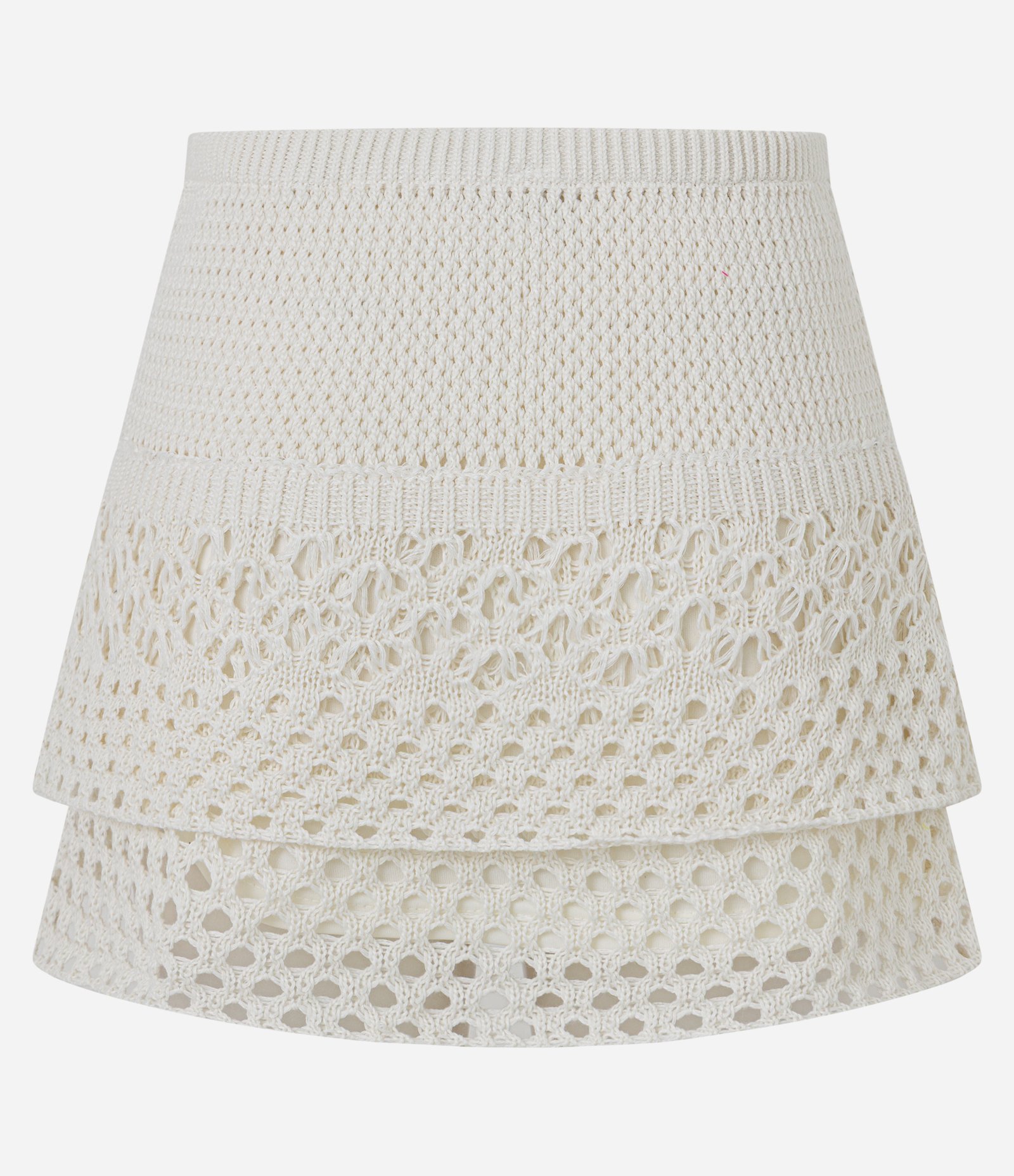 Mini Saia em Tricô com Babados Off White 8